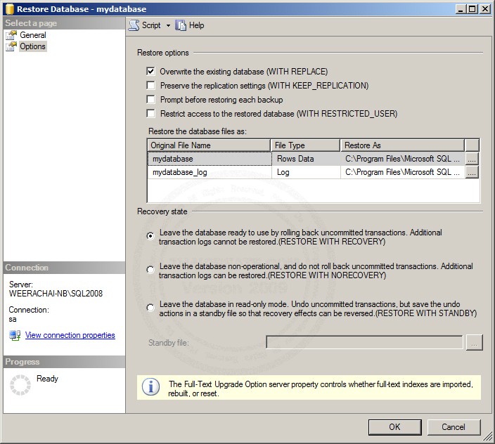 SQL Server  2008 Restore/Import