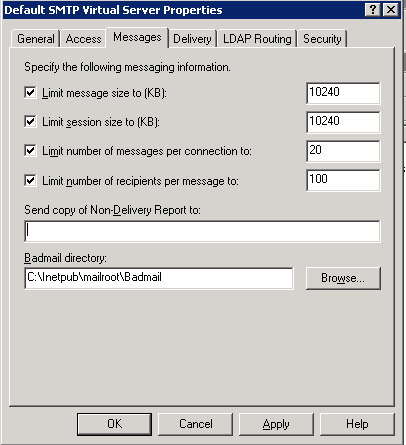 IIS Set Mail Size