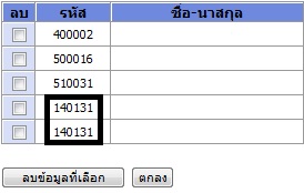 รายชื่อที่ซ้ำกัน