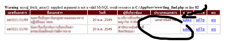 ERROR TABLE