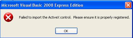 Error ! Failed to import the ActiveX control. Please ensure it is properly registered.