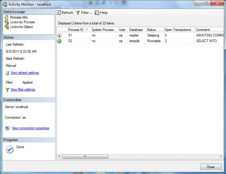 SQL Server Activity Monitor