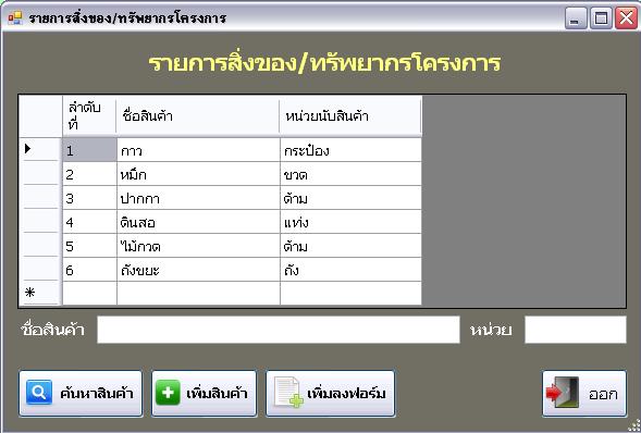 เลือกรายการสินค้า