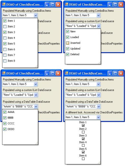 CheckBox ComboBox 