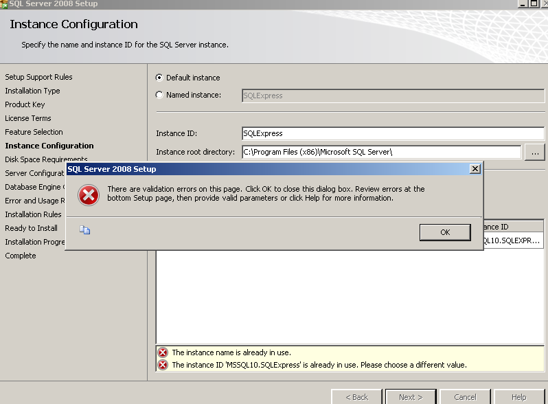 ErrorInstall SQL Server2008