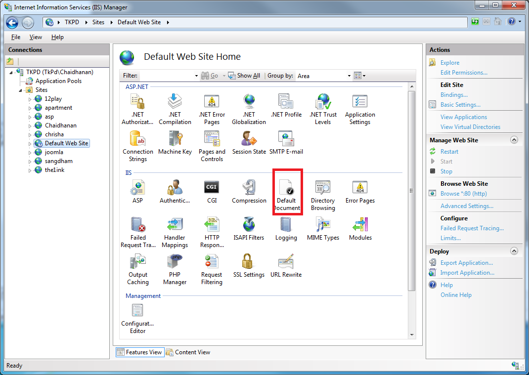 IIS Default document